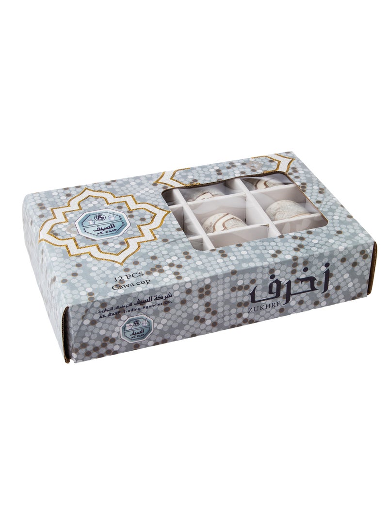 السيف  طقم فناجين قهوة عربي زخرف بتصميم عصري 12 قطعة - Image 3