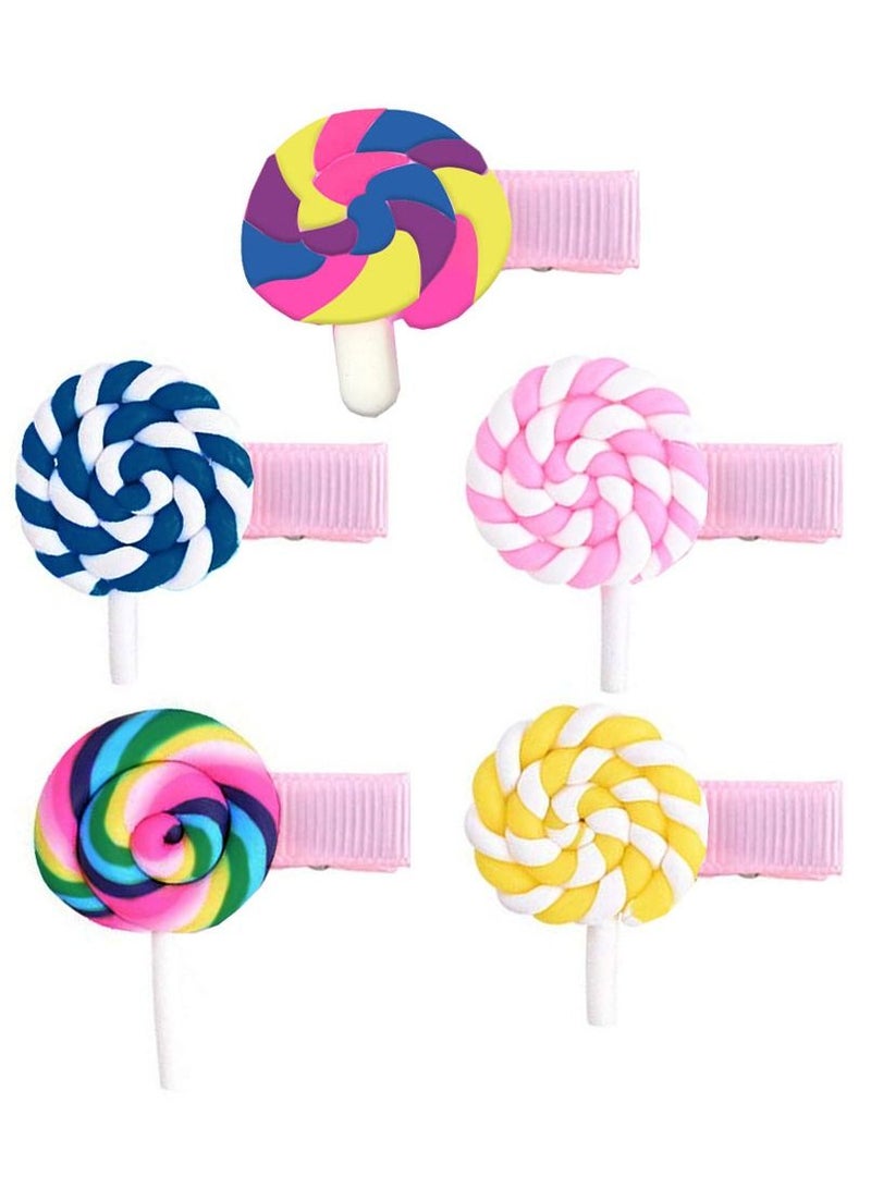 MARGOUN 5 Packs For Hair Clips Lollipop Colourful Flatback Polymer Hair Clips - Image 1