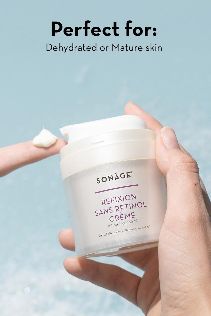 SONAGE Refixion Sans Retinol Cream | Bakuchiol Anti-Aging Moisturizer | Natural Retinol Alternative | Improves Skin Texture & Elasticity | Plant-Based Wrinkle Reducer - Image 5