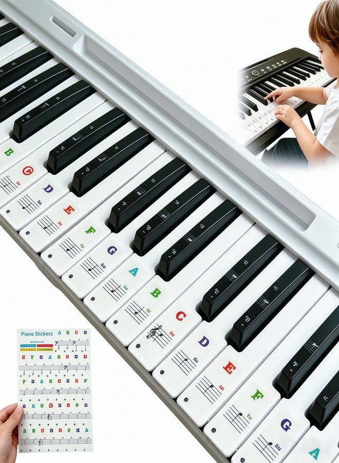 U ANNPER Removable Piano Stickers for 88/61/54/49/37 Keys - Colorful Note Labels for Beginners & Kids, Perfect for Learning Piano, Fits All White & Black Keys, Easy to Apply & Remove - Image 1