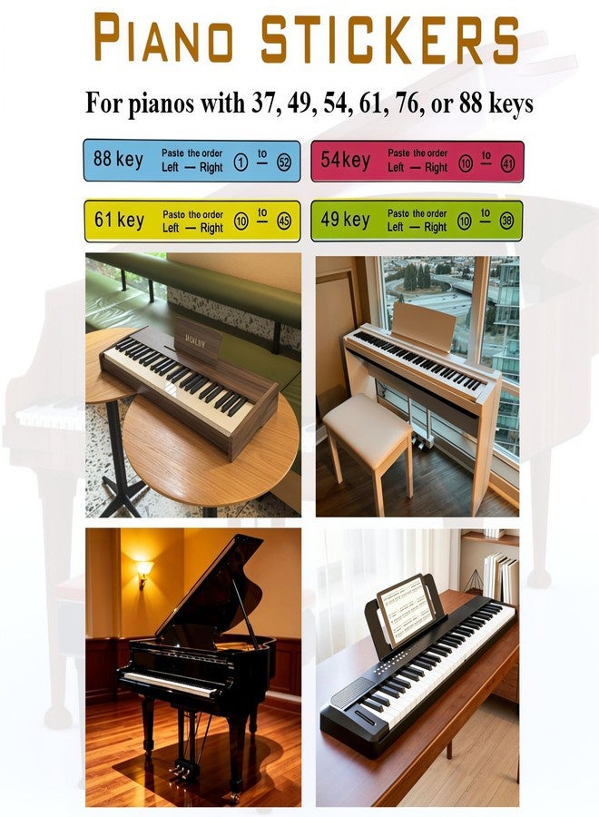 U ANNPER Removable Piano Stickers for 88/61/54/49/37 Keys - Colorful Note Labels for Beginners & Kids, Perfect for Learning Piano, Fits All White & Black Keys, Easy to Apply & Remove - Image 3