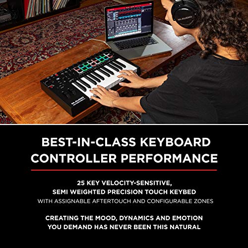 M-Audio Oxygen Pro 25 – 25 Key USB MIDI Keyboard Controller With Beat Pads, MIDI assignable Knobs & Buttons, and Software Suite Included - Image 2