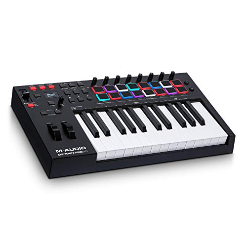 M-Audio Oxygen Pro 25 – 25 Key USB MIDI Keyboard Controller With Beat Pads, MIDI assignable Knobs & Buttons, and Software Suite Included - Image 1