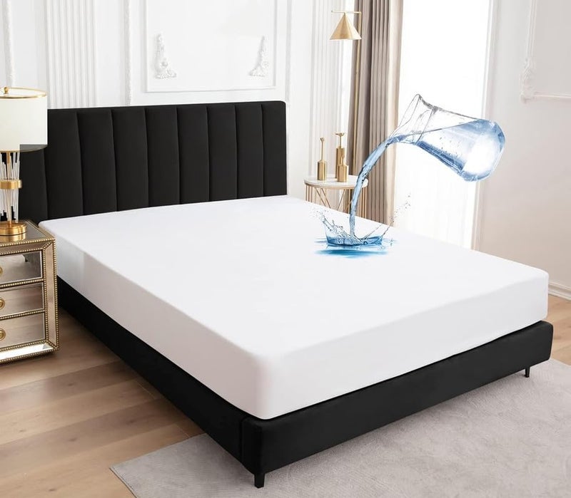 ELEVANTO Cotton Feel Terry 78x72 inch Ultra Soft Waterproof Mattress Protector Breathable Hypoallergenic Mattresses Cover for King Size Bed 65x6 feet White Pack of 1 - Image 1
