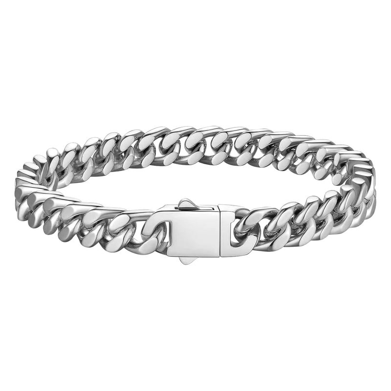 Peora Silver Plated Stainless Steel Link Bracelet Fashion Jewellery for Men & Boys - Image 2