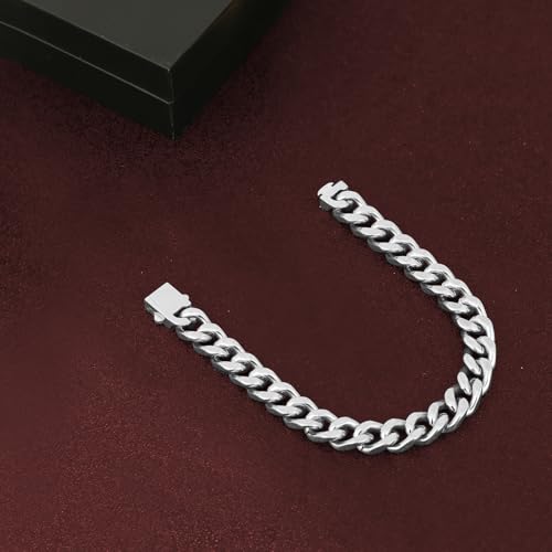 Peora Silver Plated Stainless Steel Link Bracelet Fashion Jewellery for Men & Boys - Image 5
