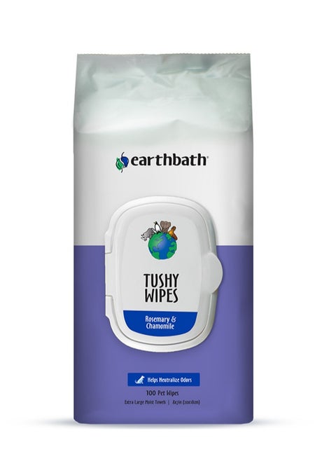 Earthbath Tushy Wipes with Rosemary & Chamomile - Gentle and Soothing Pet Cleansing Wipes