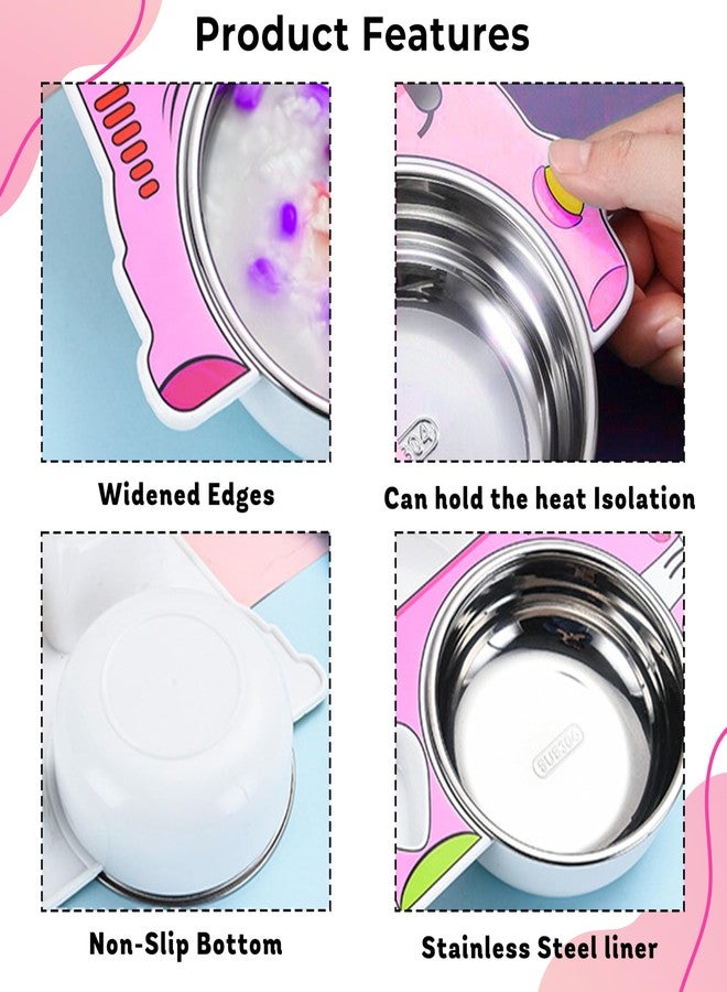 بيمبيكا طقم تغذية أطفال من الفولاذ المقاوم للصدأ من بيمبيكا؟ طقم أواني طعام متين وغير سام وصغير الحجم للأطفال، مزود بأدوات آمنة للأيدي الصغيرة، سهل التنظيف، طقم عشاء مثالي للأطفال - (تصميم سيارة وردية مع شوكة وملعقة) - Image 4