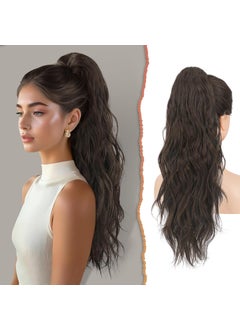SOFEIYAN SOFEIYAN Ponytail Extension 26 in Drawstring Ponytail for Women Long Wavy Curly Ponytail Natural Synthetic Clip in Pony Tail Hairpiece Layered Hair Extensions Ponytail for Daily Use Medium Brown 
