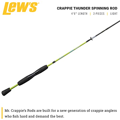 Lew's Lews Crappie Thunder Spinning Rod 4Foot 6Inch 2Piece Fishing Rod Light Power Fast Action Premium 2Piece Graphite Blank EVA Split Grip Handle Crappie Thunder Green - Image 3