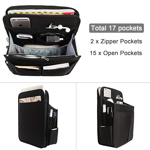 Yoillione Backpack Organizer Insert for Men and Women with Base Shaper - Lightweight Bag Organizer with High Capacity, 17 Pockets with Zipper (13'' Height, Black) - Image 3
