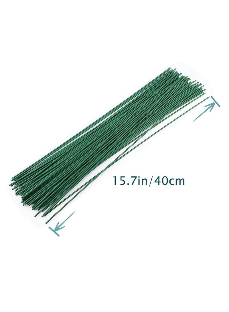 SYOSI 100Pcs 40cm Dark Green Floral Stem Wire, Flower Making Accessory Perfect for DIY Bouquet Stem Wrapping and Crafts - Image 5