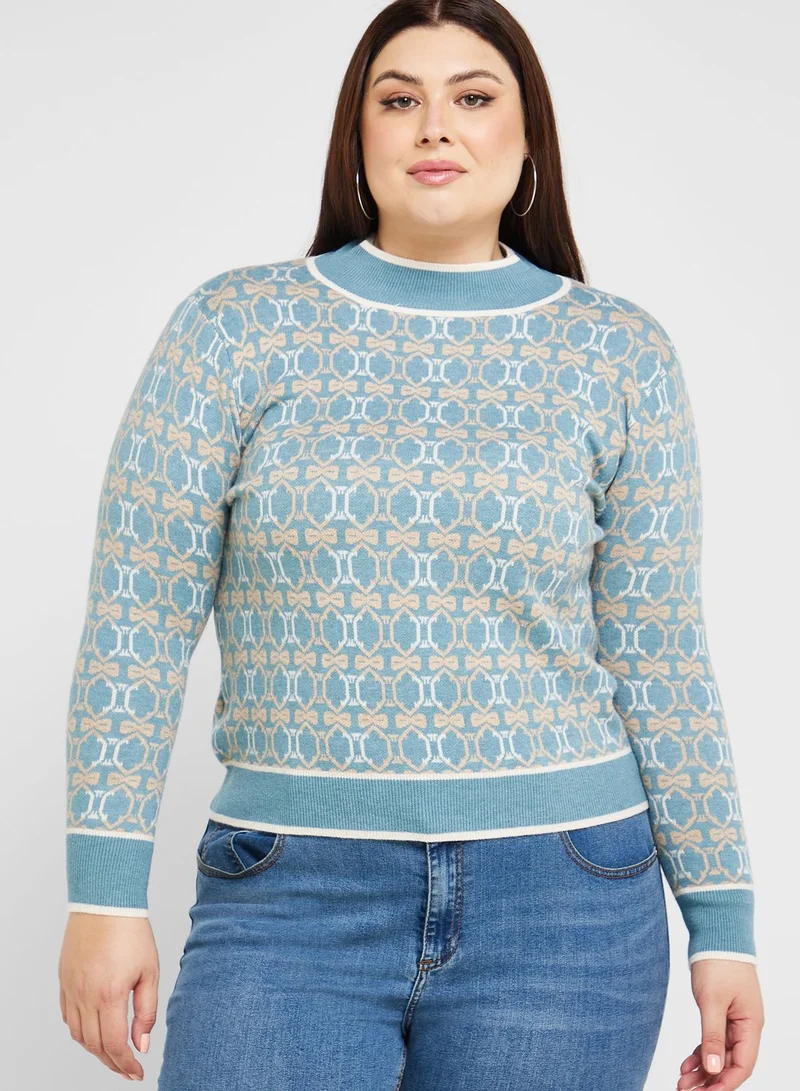Ella Plus Printed Crew Neck Sweater