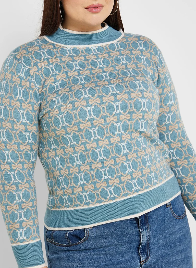 Ella Plus Printed Crew Neck Sweater