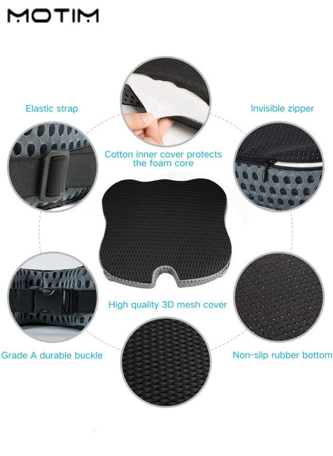 Motim Car Seat Cushion, Wedge Car Driver Seat Cushion, Non-slip Orthopedic Memory Foam Seat Cushion, Larger Size, Car Lumbar Support Seat Cushion, Improves Vision Posture, For Driving  - Image 4