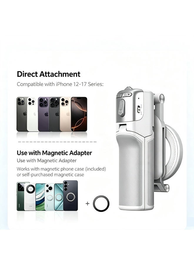 تيليسن مقبض كاميرا هاتف مغناطيسي متوافق مع Mag‑Safe مع تحكم تكبير عن بُعد عبر البلوتوث، مقبض تصوير يدوي مزود بإضاءة تعبئة قابلة للتوسيع، مقبض مصراع كاميرا هاتف محمول لهواتف آيفون وأندرويد الذكية - Image 3