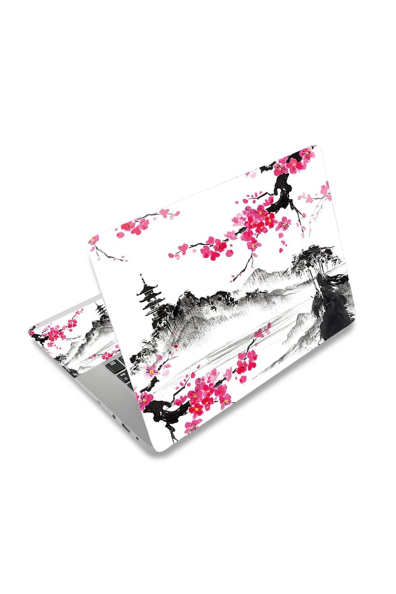 AIMSA Laptop Skin Sticker Decal, 12 13 13.3 14 15 15.4 15.6 inch Laptop Art Decal Protector Notebook Netbook PC 15.6" Universal Vinyl Cover, Mountain Sakura Ink Painting - Image 1