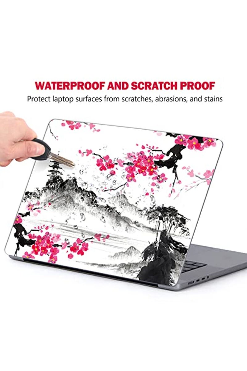 AIMSA Laptop Skin Sticker Decal, 12 13 13.3 14 15 15.4 15.6 inch Laptop Art Decal Protector Notebook Netbook PC 15.6" Universal Vinyl Cover, Mountain Sakura Ink Painting - Image 2