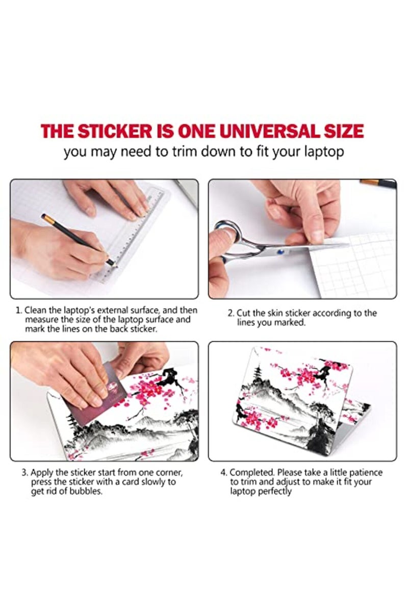 AIMSA Laptop Skin Sticker Decal, 12 13 13.3 14 15 15.4 15.6 inch Laptop Art Decal Protector Notebook Netbook PC 15.6" Universal Vinyl Cover, Mountain Sakura Ink Painting - Image 4