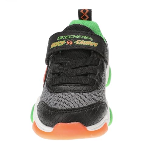SKECHERS حذاء سكيشرز للأولاد مايتي جلو 2.0 - دينو - بولت، أسود/برتقالي، 5 طفل صغير - Image 5