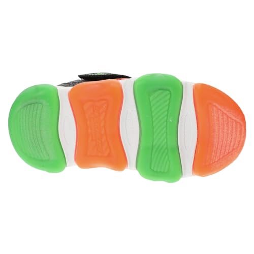 SKECHERS حذاء سكيشرز للأولاد مايتي جلو 2.0 - دينو - بولت، أسود/برتقالي، 5 طفل صغير - Image 3