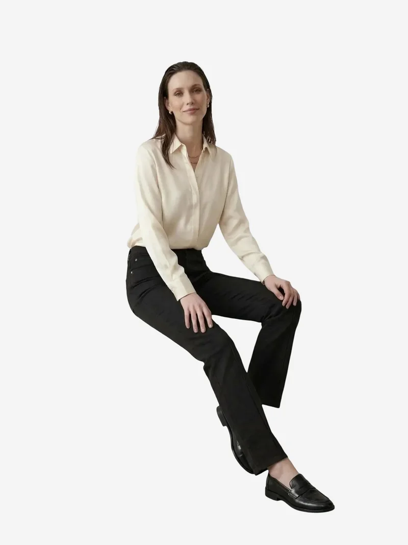 My Fashion Black MY FASHION High Waist Straight Leg Denim Pants with Pockets for Women | Best Price UAE