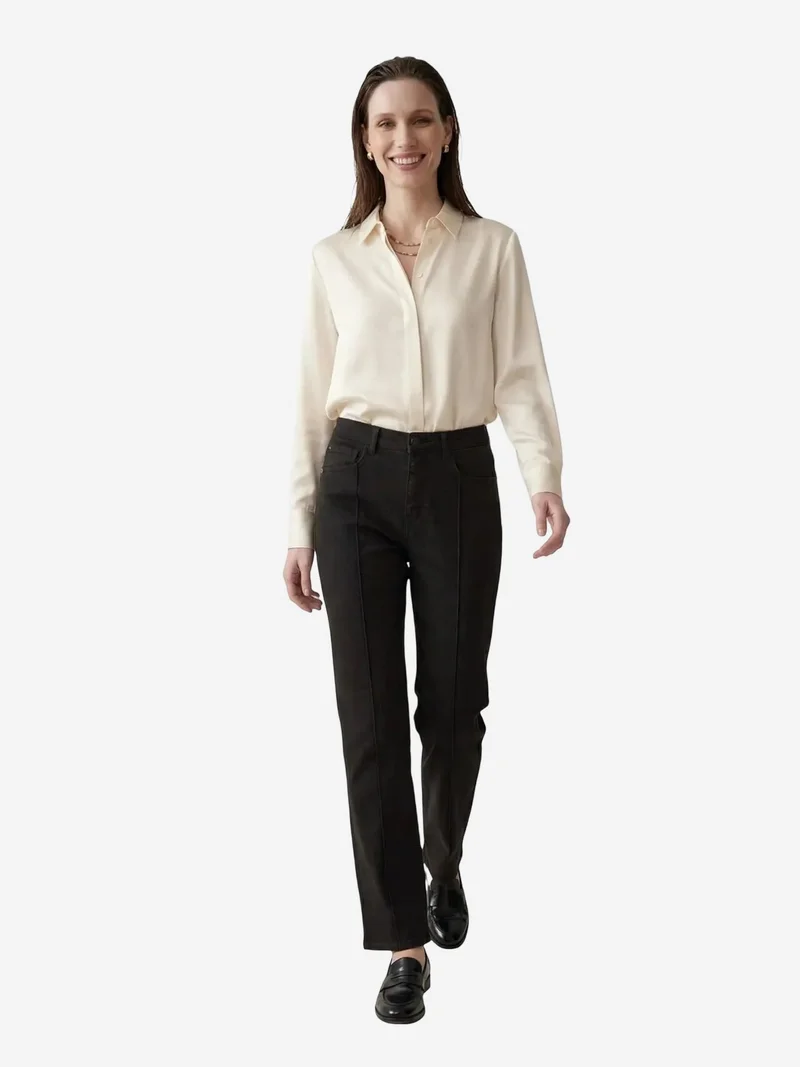 ماي فاشن MY FASHION High Waist Straight Leg Denim Pants with Pockets