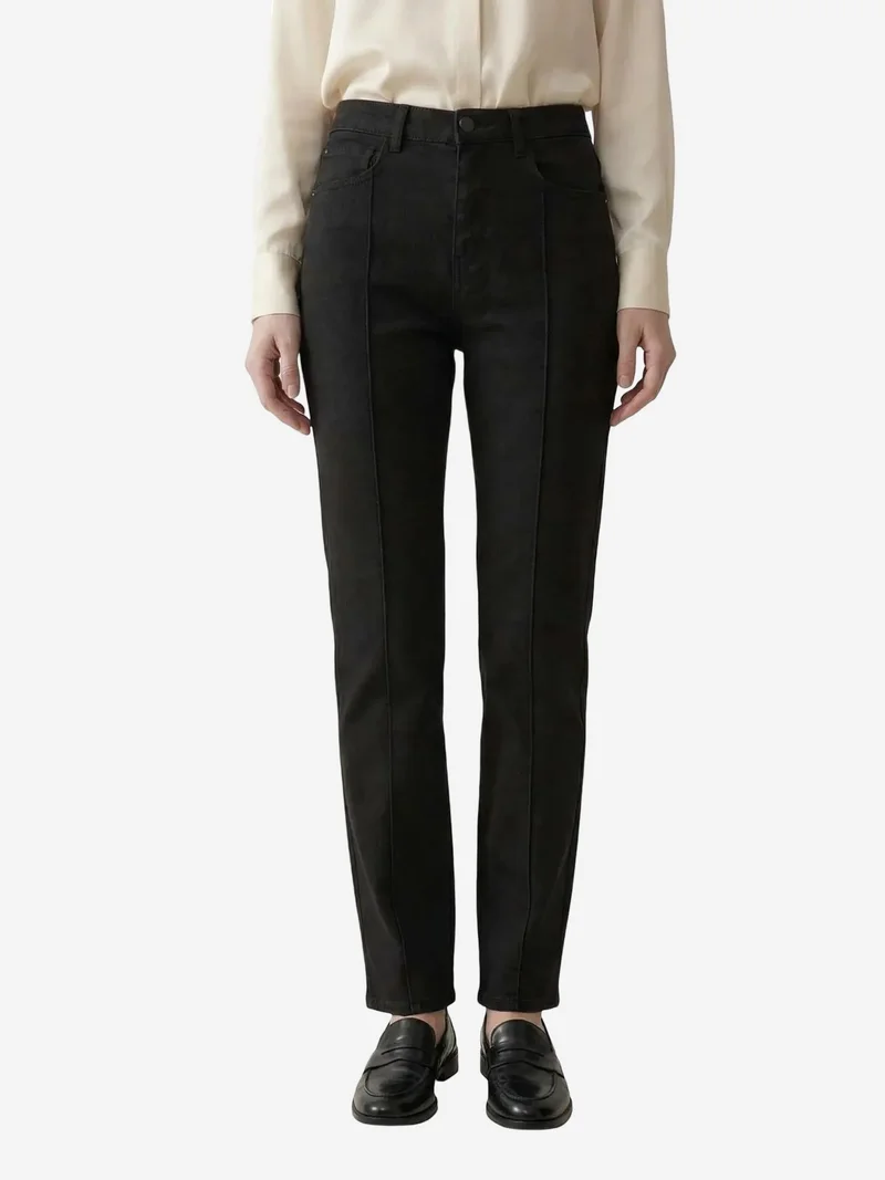 ماي فاشن MY FASHION High Waist Straight Leg Denim Pants with Pockets