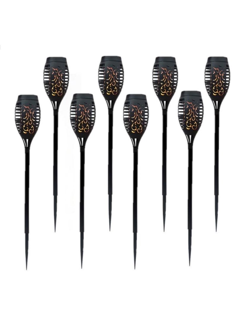 8-Piece Solar Torch Lights With Flickering Flame, Fire Effect Garden Light, Auto On/Off Dust To Dawn, Outdoor Waterproof Landscape Decoration, Solar Powered Security Torch Light For Patio - Image 1