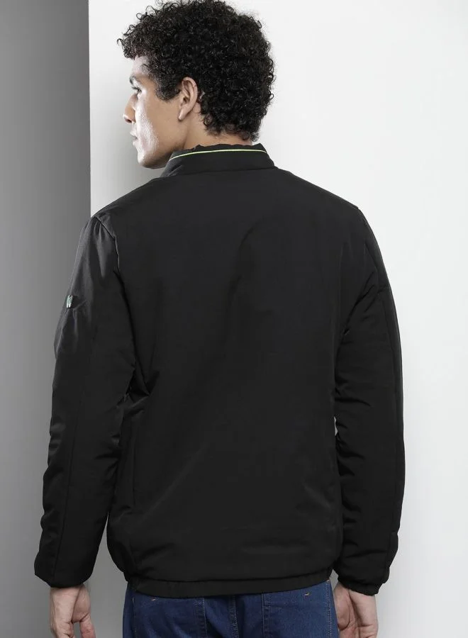 ذا انديان كراج كو The Indian Garage Co Men Slim Fit Solid Round Neck Long Sleeves Jacket