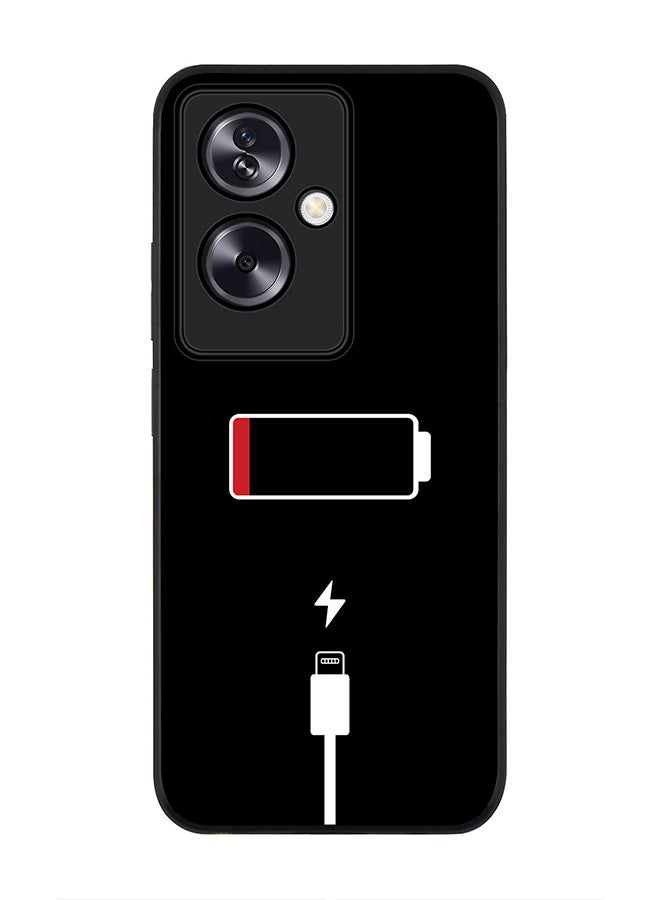 Stylizedd Rugged Black Edge Case for Oppo A79 5G, Slim fit Soft Case Flexible Rubber Edges Anti Drop TPU Gel Thin Cover - Battery Empty - Image 1