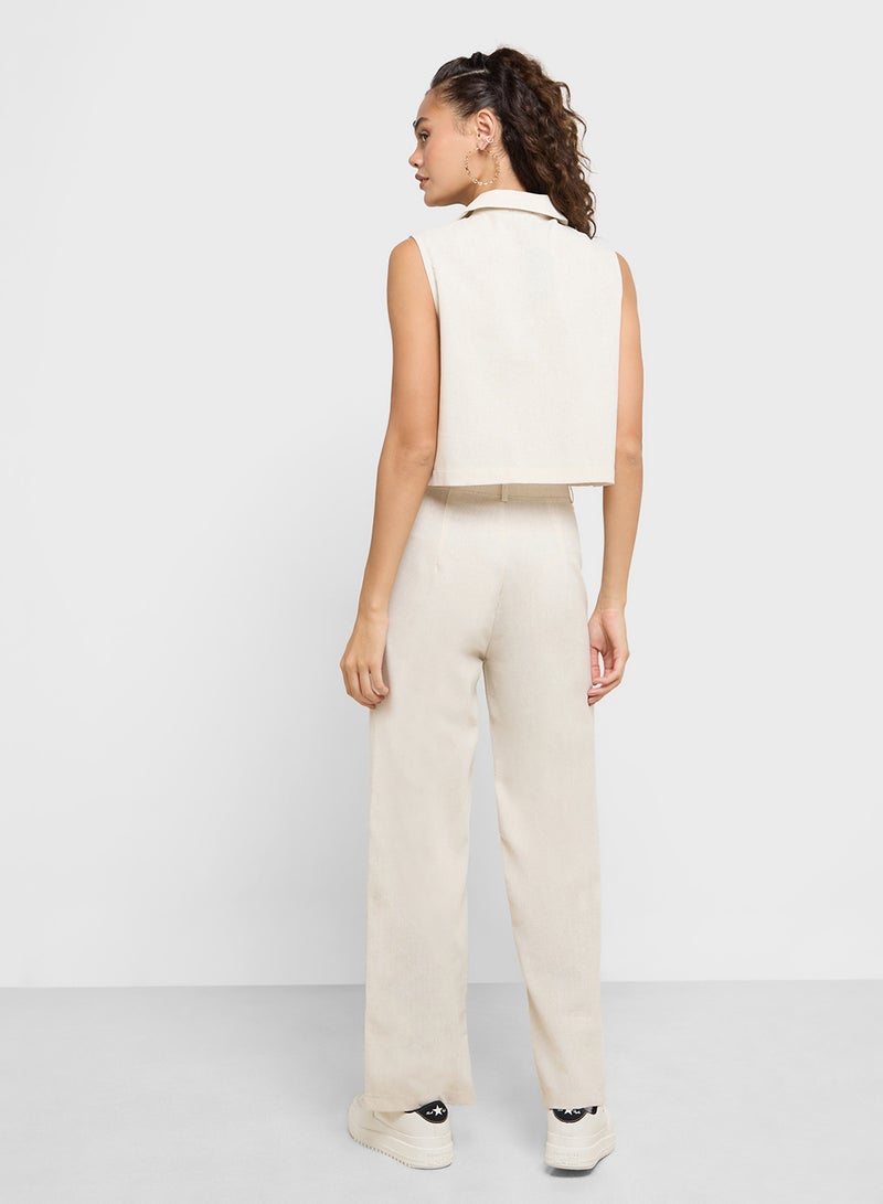 Ginger Linen Waistcoat Vest & Straight Fit Pants Co-ord Set - Image 2