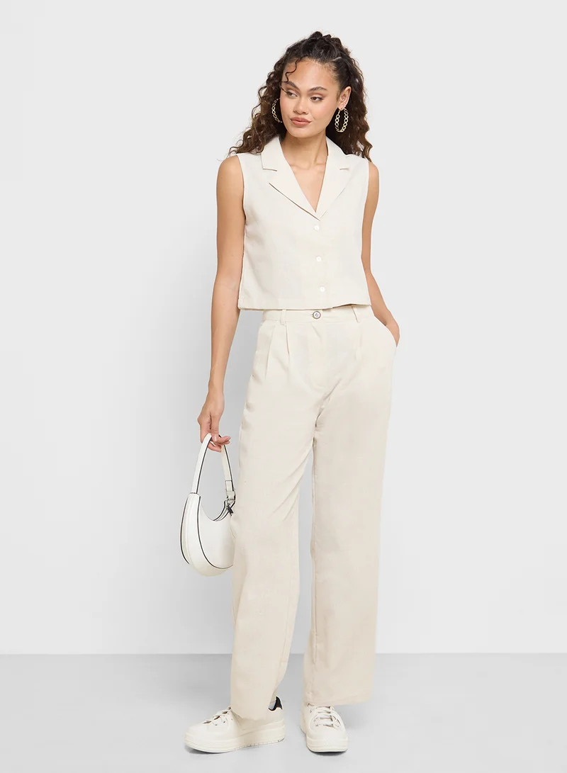 Ginger Linen Waistcoat Vest & Straight Fit Pants Co-ord Set