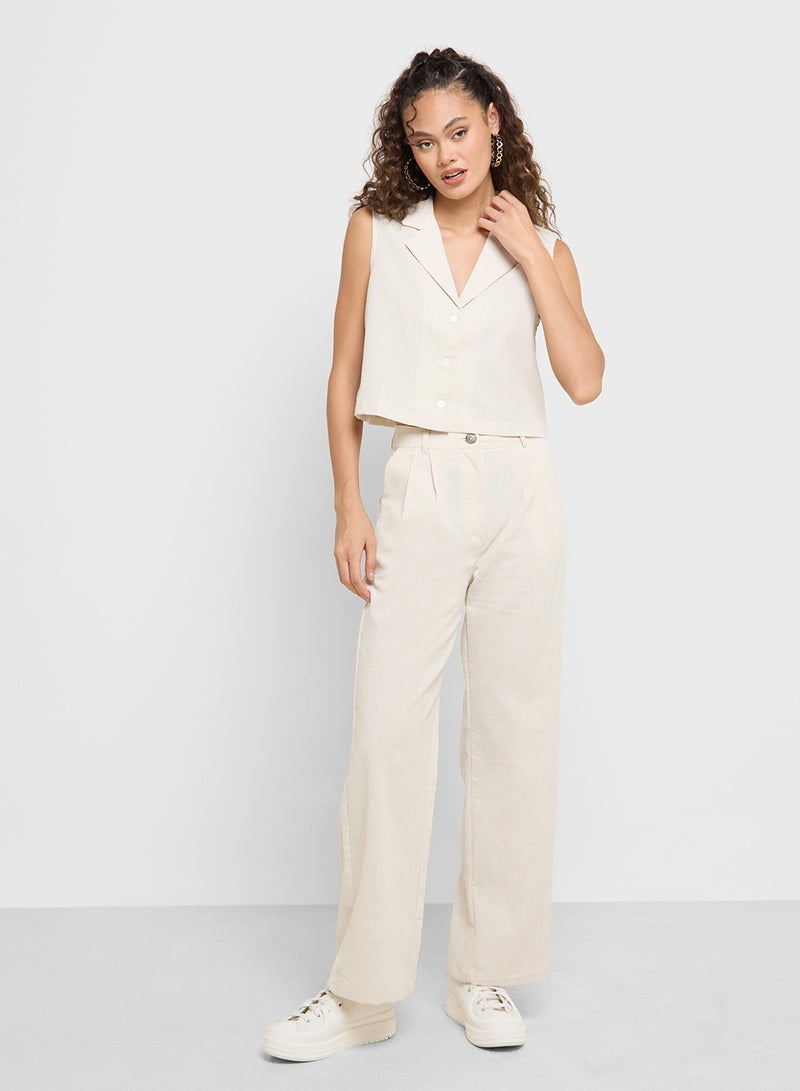 Ginger Linen Waistcoat Vest & Straight Fit Pants Co-ord Set - Image 1