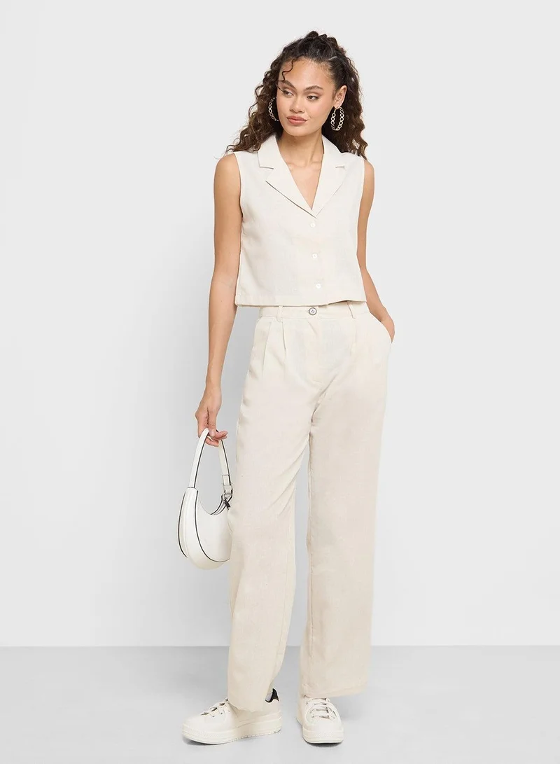 Ginger  Linen Waistcoat Vest & Straight Fit Pants Co-ord Set for Women | Best Price UAE