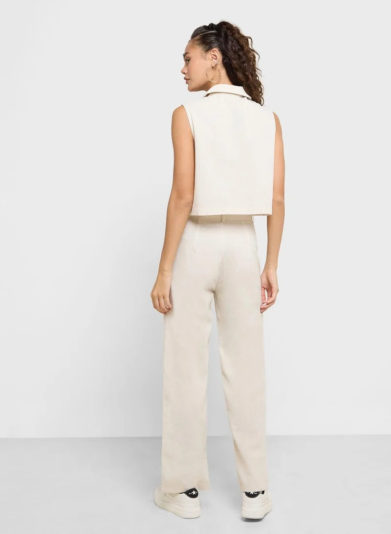 Ginger  Linen Waistcoat Vest & Straight Fit Pants Co-ord Set for Women | Best Price UAE