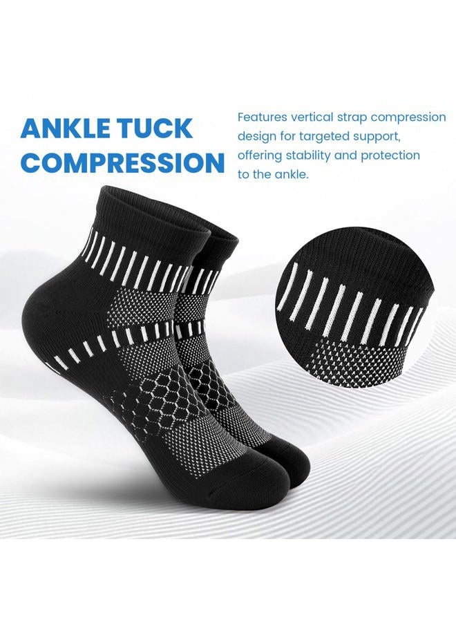 IRAMY Ankle Compression Socks for Women Men Coolmax Moisture Wicking Running Socks Plantar Fasciitis Relief 2/4/6 Pairs, Black(4 Packs), L - Image 3