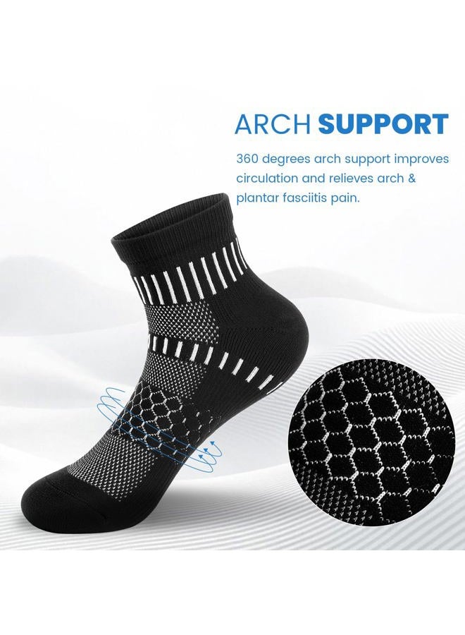 IRAMY Ankle Compression Socks for Women Men Coolmax Moisture Wicking Running Socks Plantar Fasciitis Relief 2/4/6 Pairs, Black(4 Packs), L - Image 2