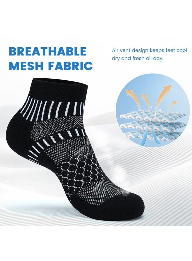 IRAMY Ankle Compression Socks for Women Men Coolmax Moisture Wicking Running Socks Plantar Fasciitis Relief 2/4/6 Pairs, Black(4 Packs), L - Image 4