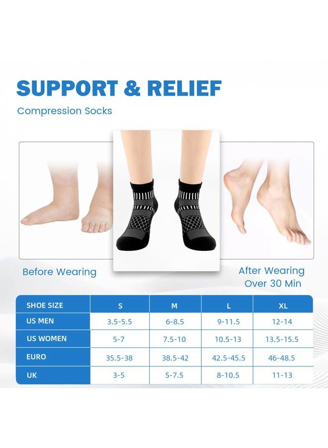 IRAMY Ankle Compression Socks for Women Men Coolmax Moisture Wicking Running Socks Plantar Fasciitis Relief 2/4/6 Pairs, Black(4 Packs), L - Image 5