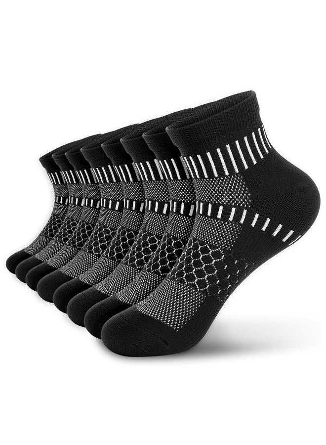 IRAMY Ankle Compression Socks for Women Men Coolmax Moisture Wicking Running Socks Plantar Fasciitis Relief 2/4/6 Pairs, Black(4 Packs), L - Image 1