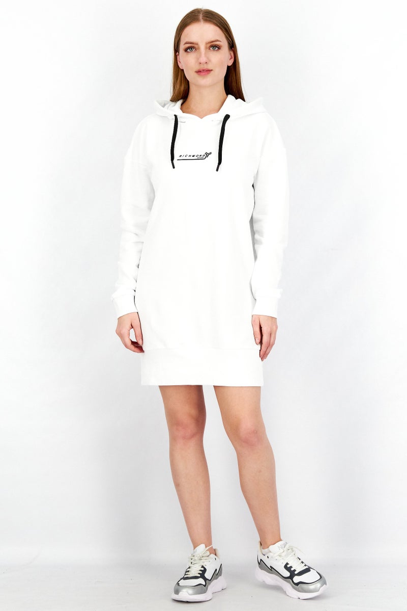 JOHN RICHMOND Women Sportswear Fit Graphic Fleece Sweater Dress, White Optical - Image 4