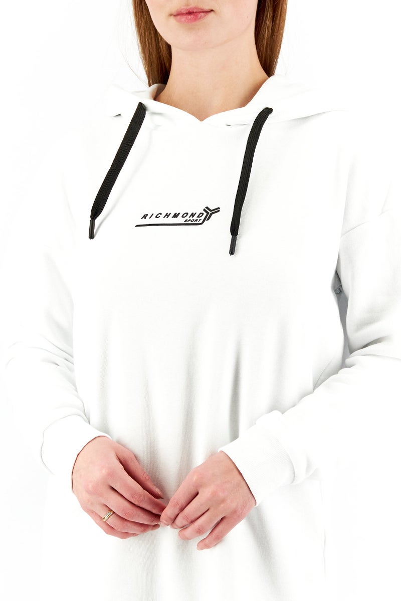JOHN RICHMOND Women Sportswear Fit Graphic Fleece Sweater Dress, White Optical - Image 2