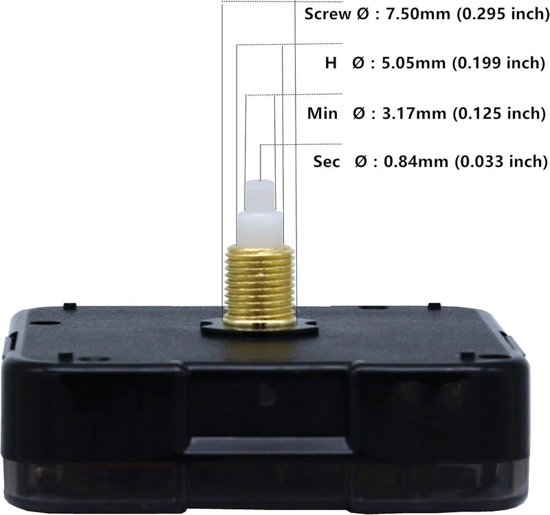 TIKROUND Youngtown 12888 Quartz DIY Wall Clock Movement Mechanism Repair Parts Replacement Kit Sweep Silent Movement,17 mm (43/64 inch) Shaft Length 9.5 mm (3/8 inch) Thread Length. - Image 3