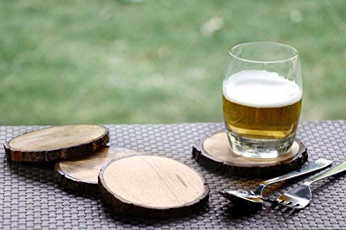GoCraft Set of 4 Natural Wooden Coasters with Tree Bark – Mango Wood Coasters for Drinks, Beverages, Wine Glasses, Bar Glasses, Rustic & Durable Coaster Set for Home, Kitchen, Dining, Bar Décor - Image 5