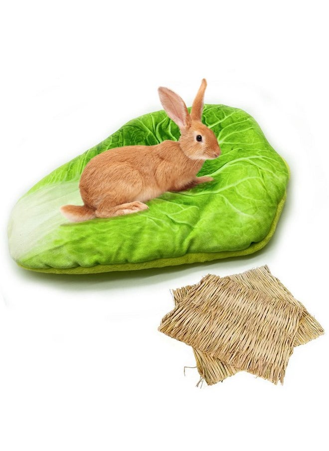 Kathson - kathson Bunny Bed Guinea Pig Warm Bed with Grass Mat Rabbit Warm Fleece Sleep Pad Small Animal Cages Sleeping Mat Sleep Bed for Squirrel Chinchilla Hedgehog Hamster Cat - Image 1