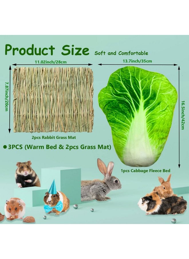 Kathson - kathson Bunny Bed Guinea Pig Warm Bed with Grass Mat Rabbit Warm Fleece Sleep Pad Small Animal Cages Sleeping Mat Sleep Bed for Squirrel Chinchilla Hedgehog Hamster Cat - Image 1