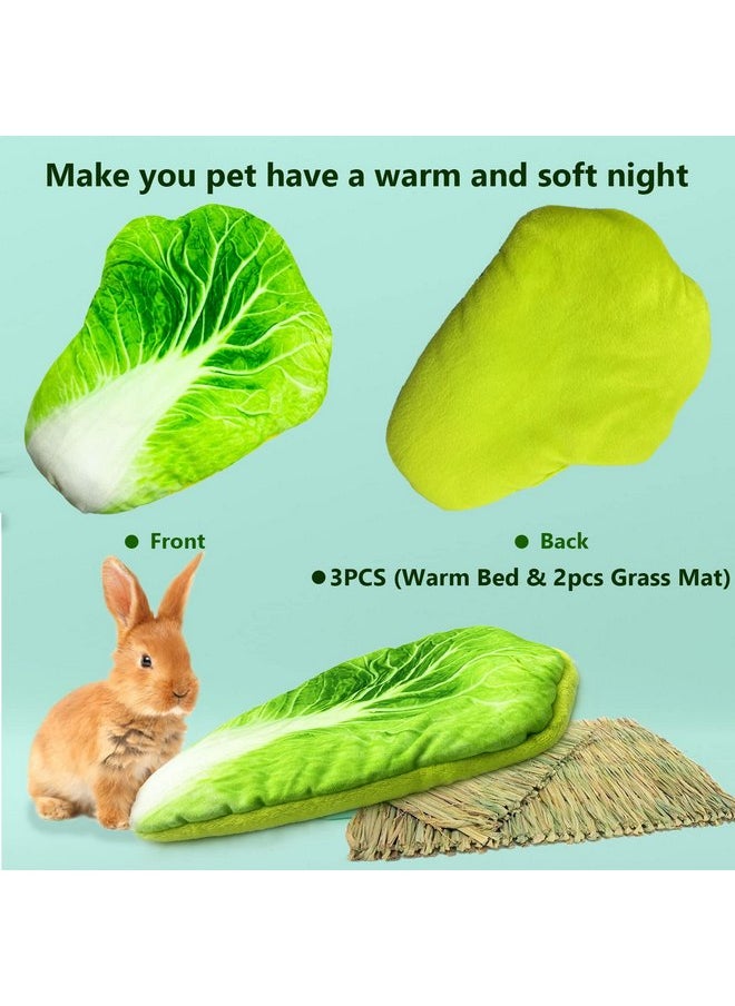 Kathson - kathson Bunny Bed Guinea Pig Warm Bed with Grass Mat Rabbit Warm Fleece Sleep Pad Small Animal Cages Sleeping Mat Sleep Bed for Squirrel Chinchilla Hedgehog Hamster Cat - Image 1