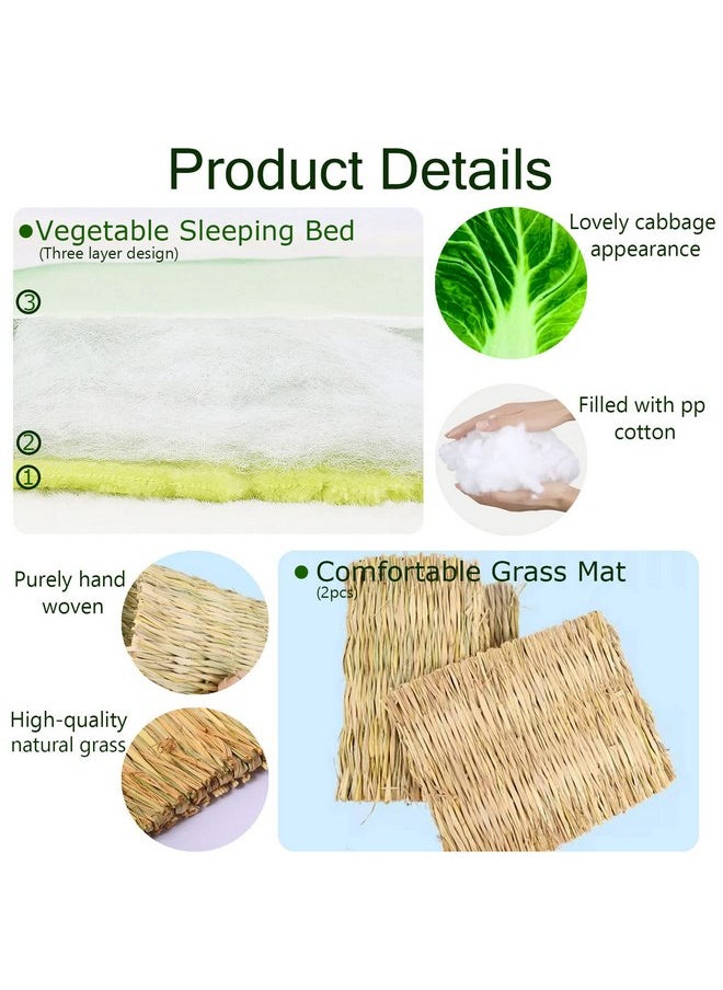 Kathson - kathson Bunny Bed Guinea Pig Warm Bed with Grass Mat Rabbit Warm Fleece Sleep Pad Small Animal Cages Sleeping Mat Sleep Bed for Squirrel Chinchilla Hedgehog Hamster Cat - Image 1