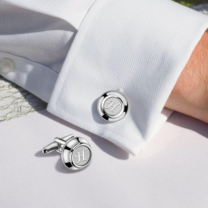 AMITER 26 Letters Tie Clip and Cufflinks for Men, Initial Tie Bar & Cuff Links Set Necktie Clip for Business, Wedding, Anniversary - Image 2